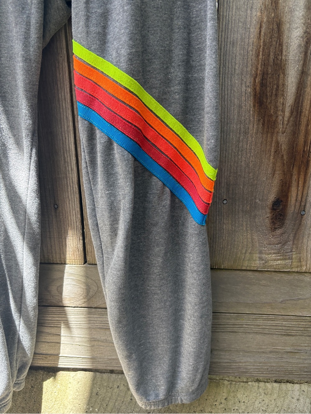 Aviator Nation Gray Joggers with Neon Rainbow Side Stripe - Picture 7 of 10